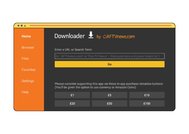Tela real do Downloader com o campo para inserir um c&oacute;digo